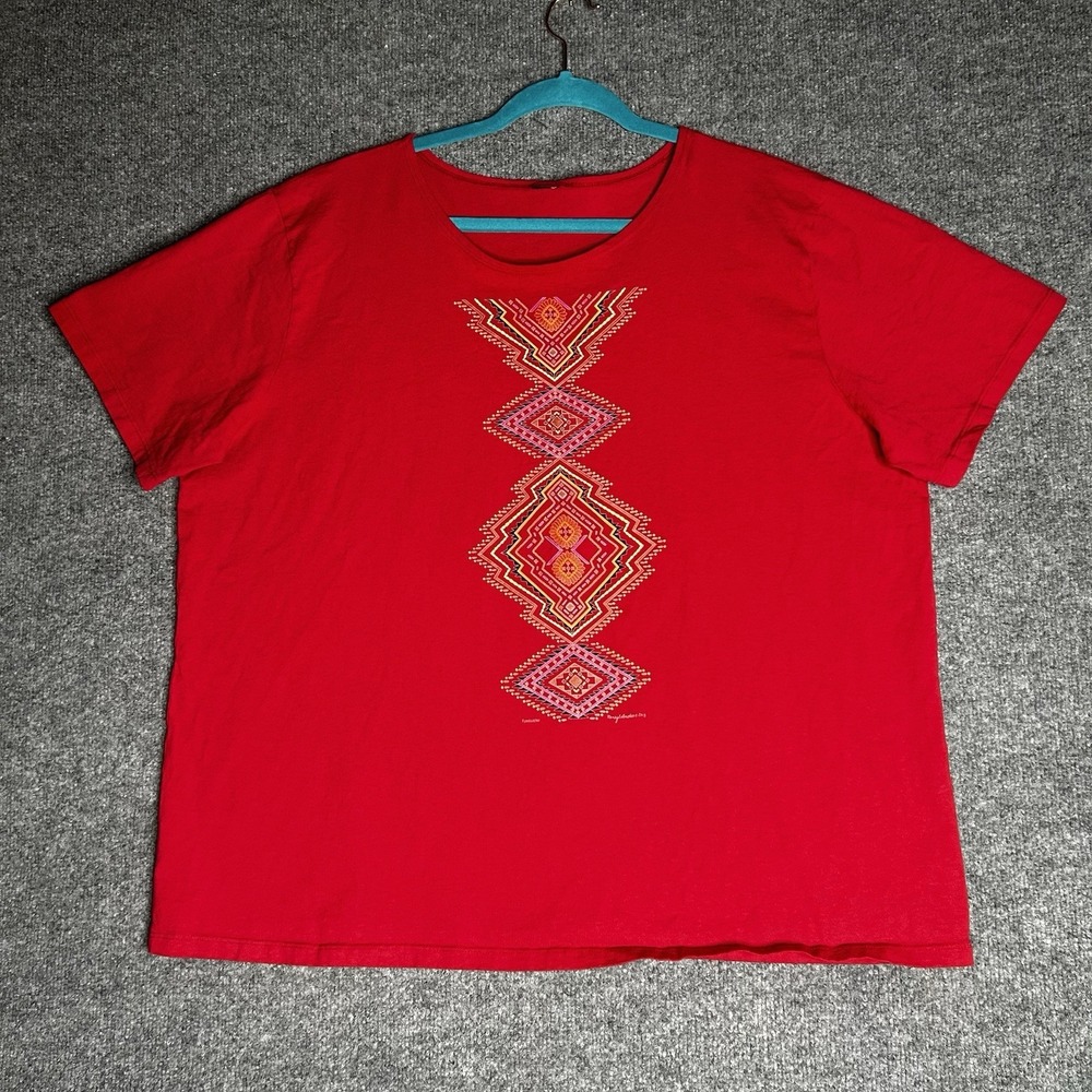 Sabaku‎ Artwear Top Eyedazzler Size 2x Red Short Sleeve Artsy